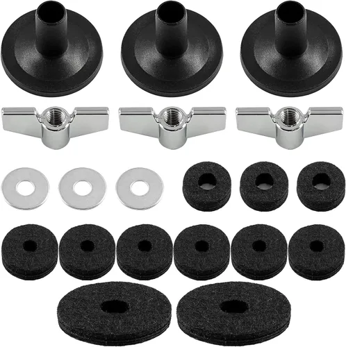 21 accesorios de repuesto para platillos – Las piezas de platillos incluyen fundas de fieltro, arandelas, tuercas de ala, fieltros, fieltro de