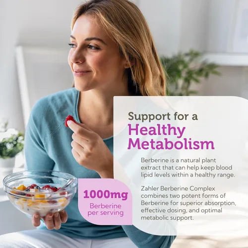 Vista 5 de Zahler Berberina con Berbevis clínicamente evaluada, fórmula de apoyo para metabolismo y glucos, 60 cápsulas.