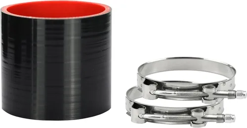 Vista 5 de Ucreative - Acoplador de manguera de silicona recta ID: 2.5" (63mm) de alta temperatura de 4 capas con abrazadera de perno en T