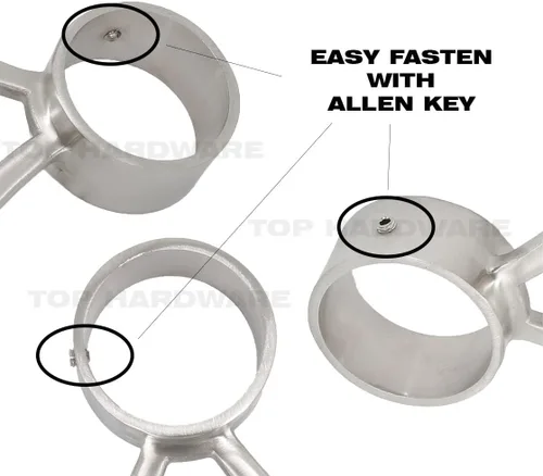 Vista 2 de Kit de riel de pie de montaje en barra sólida (a medida), tubo de acero inoxidable cepillado, soporte de riel de pie de montaje en barra, tapa final