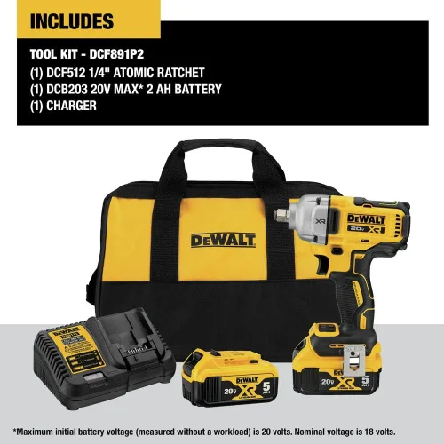 Vista 2 de DEWALT Llave de impacto 20V MAX, inalámbrica, 1/2 pulgada, 2 baterías y cargador incluidos (DCF891P2)