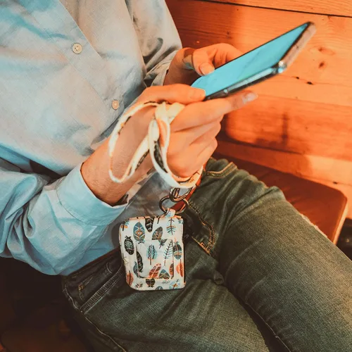 Vista 5 de Estuche de identificación con cierre de cremallera y cordón, billetera a la moda con cordón, billetera con estuche de identificación con cordón