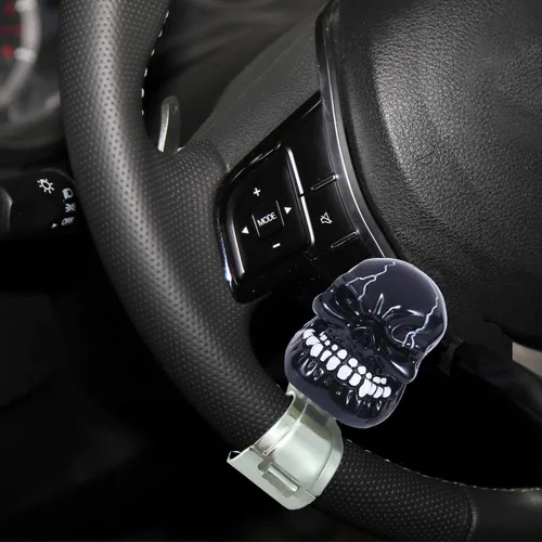 Vista 4 de Pomo giratorio para volante con diseño de calavera, mango de potencia suicida, ajuste universal para la mayoría de vehículos, autos, camiones