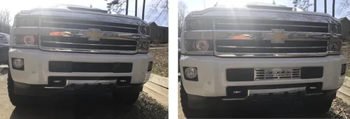 Vista 3 de Inserto de rejilla de parachoques High Country - SS cepillado para Chevy 2500 3500 HD #400-130-3 2015-2019