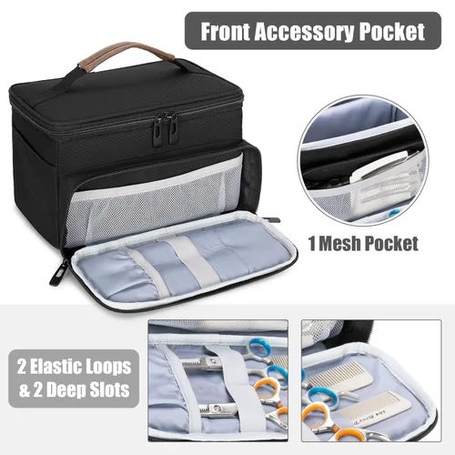 Vista 3 de CURMIO Bolsa de peluquería para cortapelos, estuche de viaje compatible con herramientas de corte de pelo Andis/Hatteker/Oster y cortadora de pelo