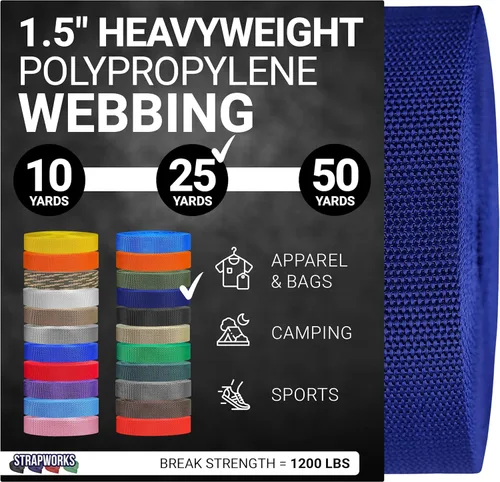 Vista 34 de Strapworks Heavyweight Polypropylene Webbing - Heavy Duty Poly Strapping for Outdoor DIY Gear Repair, 1.5 Inches
