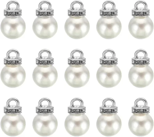 Vista 7 de PATIKIL 100 cuentas de perlas de perlas de imitación con diamantes de imitación DIY para hacer joyas, pulseras y aretes Plateado blanco