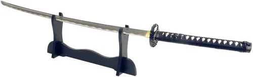 Vista 4 de Vulcan Gear Espada samurái Katana tradicional japonesa hecha a mano con vaina y soporte de espada
