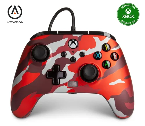 PowerA Enhanced Wired Controller for Xbox Series XS - Metallic Red Camo, gamepad, wired video game controller, gaming controller, Xbox Series XS