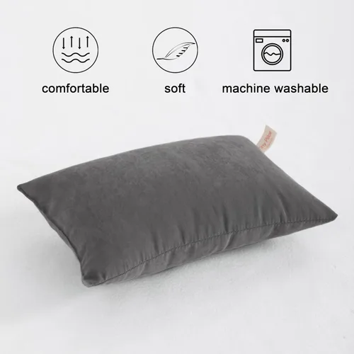 Vista 2 de FLXXIE Tiny Pillow - Mini almohada de microfibra alternativa de plumón de 11 x 7 pulgadas para viajes, mascotas, suave lavable a máquina, almohadas