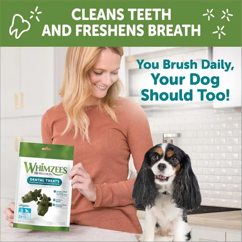 Vista 6 de WHIMZEES by Wellness Alligator - Masticables dentales naturales para perros, golosinas de larga duración, sin granos, refresca el aliento, raza