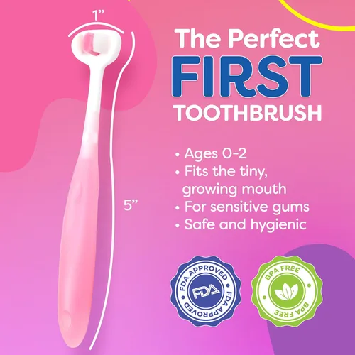 Vista 3 de Trueocity Cepillo de dientes extra suave, cepillos de dientes para niños pequeños 1-2 1-3 2-4, cepillo de dientes de 3 lados de alta eficiencia