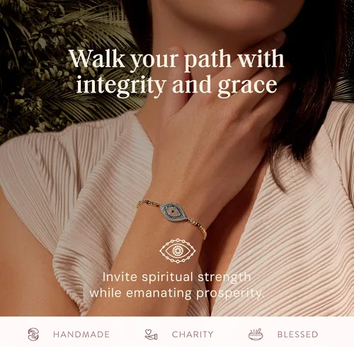 Vista 5 de KARMA AND LUCK - Camina con integridad - Pulsera de hematita genuina para mujer en tono dorado de 5.5 a 7.5 pulgadas con cierre de cordón ajustable