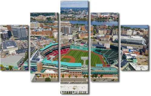 Vista 31 de TUMOVO T-MOBILE PARK - Arte de pared para sala de estar, lienzo de estadio de Seattle, 5 piezas, arte moderno de decoración de pared