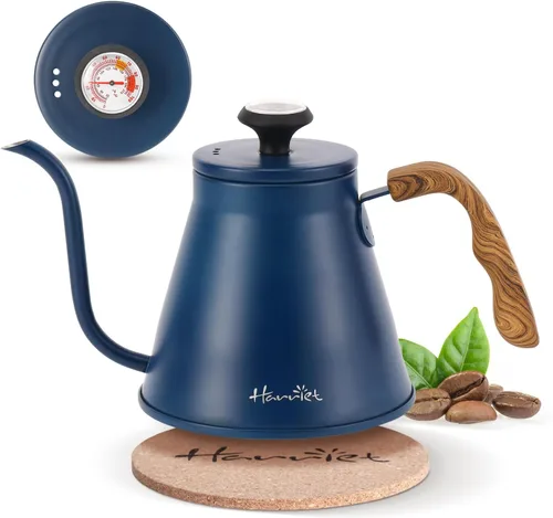 Vista 12 de Harriet Hervidor de cuello de cisne con termómetro para verter sobre café y té, 37 onzas líquidas, acero inoxidable, base duradera de 3 capas