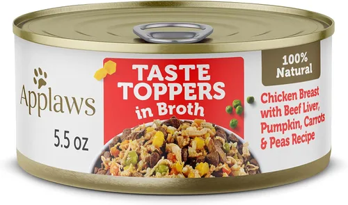 Vista 10 de Applaws Taste Toppers, alimento para perros sin granos, ingrediente limitado, pechuga de pollo en caldo (12 latas de 5.5 onzas)