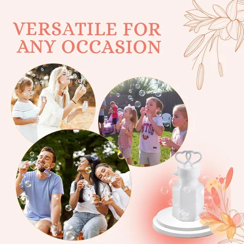 Vista 2 de Burbujas de boda a granel – (48 unidades) mini varitas blancas de doble corazón, ideal para regalos de fiesta de novia, compromiso, celebraciones