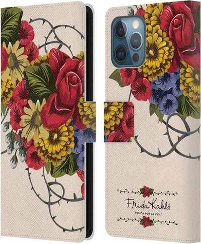 Vista 18 de Head Case Designs Funda con licencia oficial de Frida Kahlo Portrait Red Florals - Funda de piel tipo cartera compatible con Apple iPhone 14 Pro