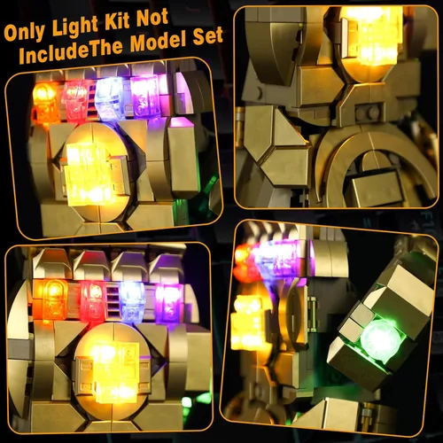 Vista 2 de Vaodest Luz LED para Lego 76191 Set Marvel Infinity Gauntlet, Diseño y Configuración Compatible con el Modelo 76191