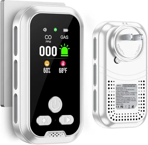 Vista 13 de Detector de humo y monóxido de carbono enchufable 4 en 1, batería de reserva integrada de 2000 mAh, pantalla HD