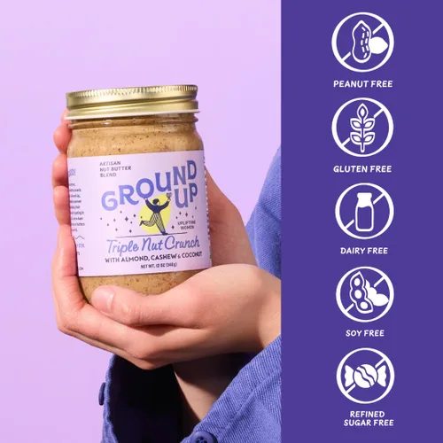 Vista 4 de GROUND UP PDX Mantequilla de nuez Almendra Anacardo Coco Grueso, 12 oz