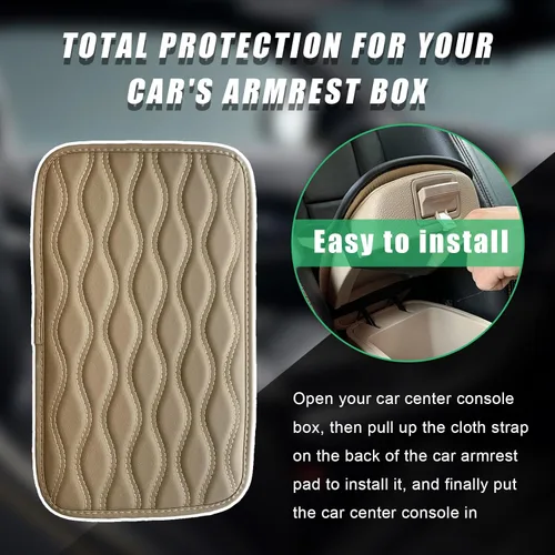 Vista 6 de Dickno - Almohadilla para consola central del automóvil, funda impermeable para apoyabrazos del auto, cojín protector de reposabrazos de piel