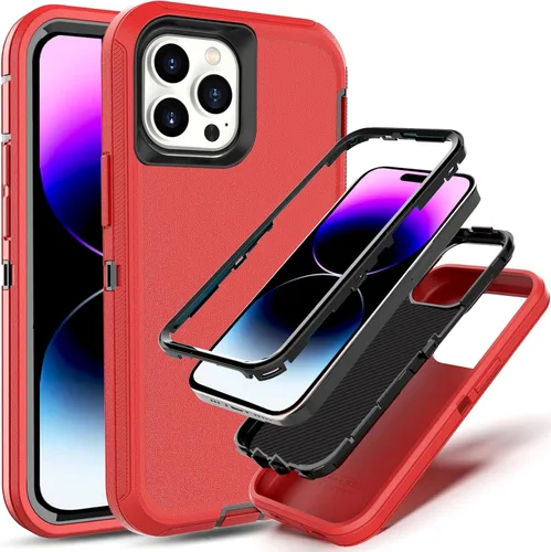 Vista 31 de YmhxcY para iPhone 14 Pro Funda a prueba de golpes, caídas y polvo, Funda de protección resistente 3-en-1 para teléfono, Funda de protección