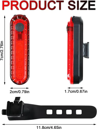 Vista 2 de Paquete de 2 luces LED recargables por USB para bicicleta, luz trasera de bicicleta, reflector, lámpara de seguridad para asiento trasero, 4 modos