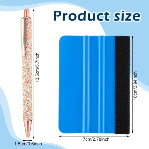 Vista 2 de Herramientas de deshierbe para vinilo, 2 piezas de vinilo para manualidades, punta de liberación de aire, bolígrafo retráctil con 2 espátulas