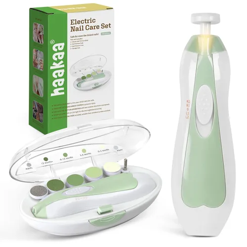 Vista 12 de haakaa Kit de Cuidado de Uñas Eléctrico para Bebés con Lima de Uñas y Luz LED, Cortaúñas para Bebés para Uñas de los Pies y de las Manos de Recién