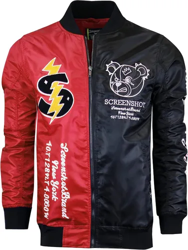 Vista 5 de SCREENSHOT Hip-Hop Urban NYC - Chaqueta bomber moderna para exteriores, ligera, con estampado de graffiti y cremallera