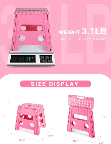 Vista 55 de Dyforce Taburete plegable de 11 pulgadas, taburete duradero para niños, taburetes resistentes para adultos, taburetes de pie compactos, taburete