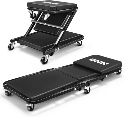 Vista 7 de DNA MOTORING TOOLS-00186 - Asiento plegable 2 en 1 de 40 pulgadas, 6 ruedas de 2 pulgadas, capacidad de peso de 330.7 lbs, color rojo