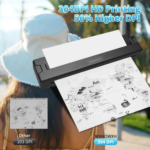 Vista 7 de Impresoras portátiles inalámbricas para viajes, mini impresora térmica Bluetooth sin tinta de 300 DPI compatible con Android, iOS y laptop