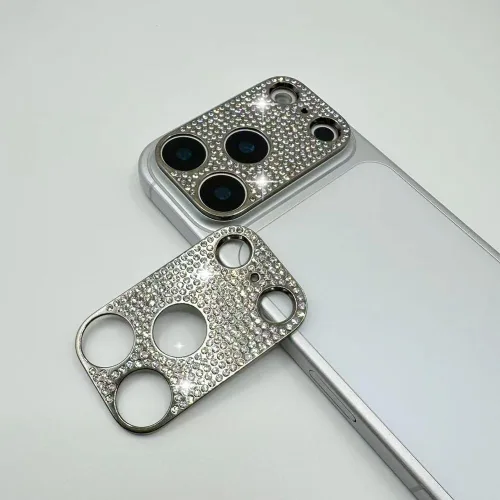 Vista 9 de Paquete de 2 protectores de lente de cámara con purpurina para iPhone 11/iPhone 12 Mini, protector de metal con diamantes brillantes para lente
