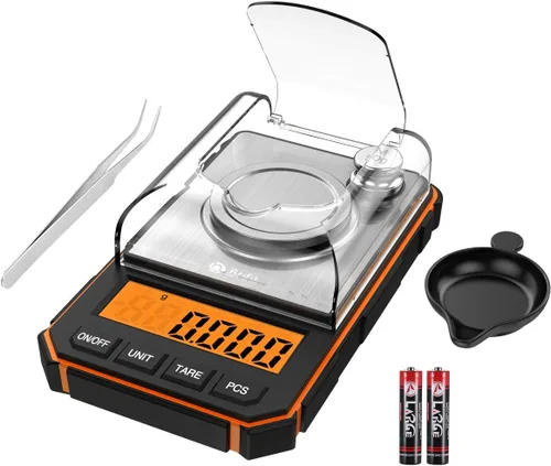 Vista 10 de Báscula digital de miligramo, mini báscula portátil de 1.76 oz, graduación precisa de 0.00 oz, báscula de bolsillo profesional con pinzas