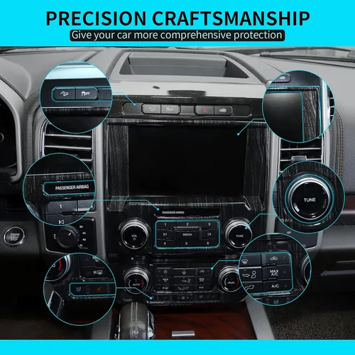 Vista 4 de JeCar Panel de tablero de consola central de grano de madera negra para Ford F150 2015-2020 Accesorios interiores