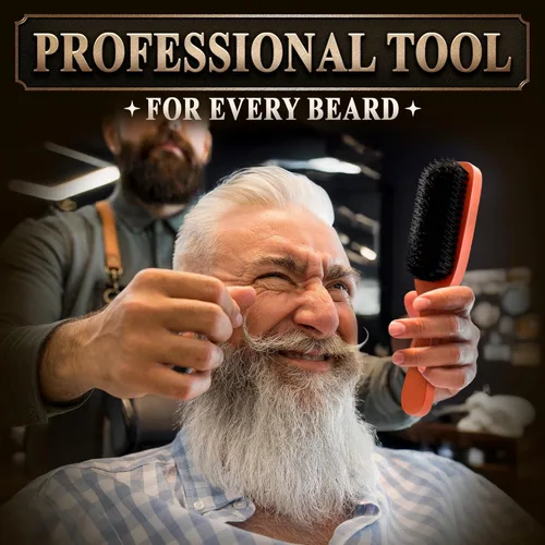 Vista 7 de Cepillo de barba para hombre con mango – Cepillo de barba de cerdas de jabalí suave para hombres, diseño de madera de 9 pulgadas para barbas