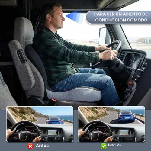 Vista 4 de Cojín de espuma viscoelástica para asiento de automóvil, cojín ergonómico para asiento de conductor para ciática y dolor de coxis, almohadilla