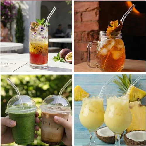 Vista 5 de Paquete de 6 popotes transparentes de repuesto para vaso Stanley de 20 onzas y 14 onzas, popotes reutilizables de plástico para vaso Yeti de 30