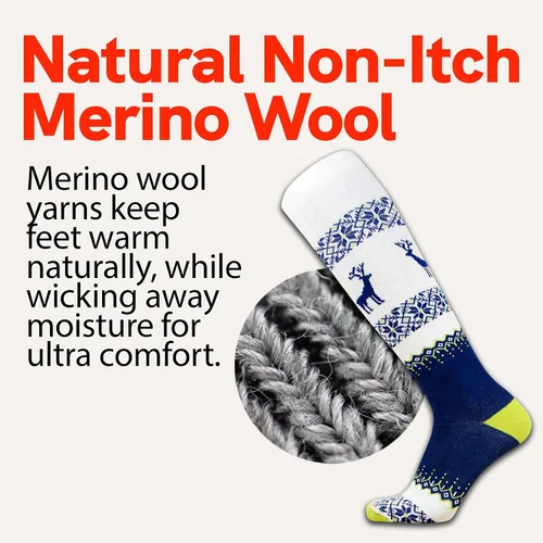 Vista 4 de Pure Athlete Calcetines de esquí de lana cálida de invierno – Pack de calcetines de esquí de merino para snowboard para mujeres y hombres 1 Par