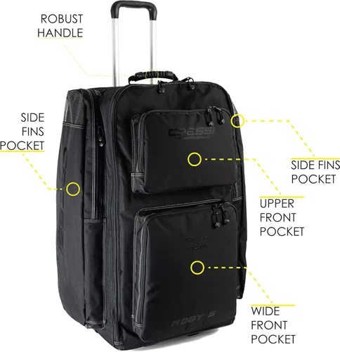Vista 2 de Cressi Strong Large Capacity Roller Luggage Bag 115L with Backpack Straps - Moby 5 designed in Italy