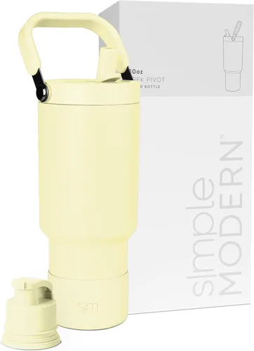 Vista 13 de Simple Modern Trek Pivot Vaso con pajita abatible de 30 oz con asa Botella de agua y protector Tapas intercambiables de pajita y para beber