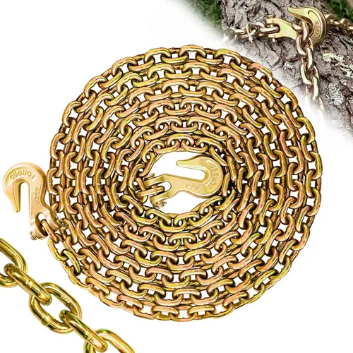 Vista 16 de Cadena de Sujeción de 10 Pies con Grado 80, Cadena de Elevación con Ganchos de Resorte Clevis de 1/2 Pulgada, Límite de Carga de Trabajo de 11300