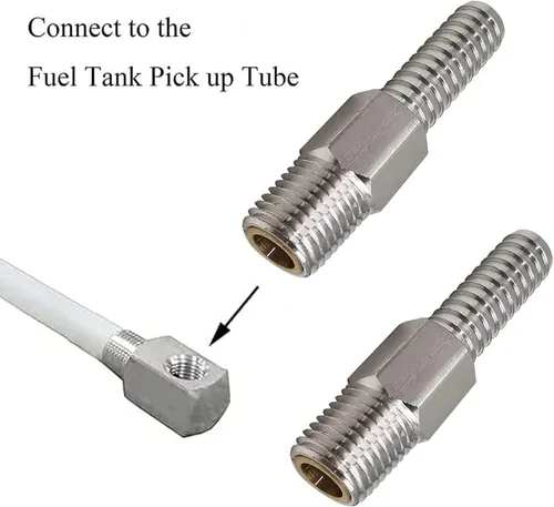 Vista 2 de Paquete de 2 válvulas antisifón para motor y tanque, aluminio, 1/4 pulgadas NPT, dimensión de identificación de manguera de 3/8 pulgadas