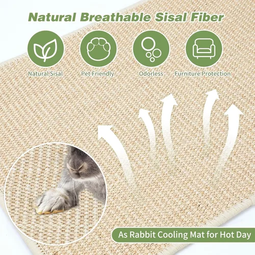 Vista 2 de FHTONGE 2 alfombrillas rascadoras de conejo de sisal para ropa de cama de jaula, almohadillas para rascar conejos, alfombrillas de conejo con base