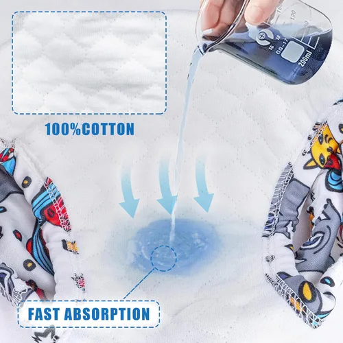 Vista 4 de Ropa interior de entrenamiento para bebés, niños, ropa interior de entrenamiento absorbente para ir al baño, pantalones de algodón para orina