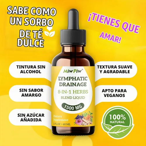 Vista 3 de Gotas de drenaje linfático con equinácea, bardana, hierba de cuchilla - Sin azúcar