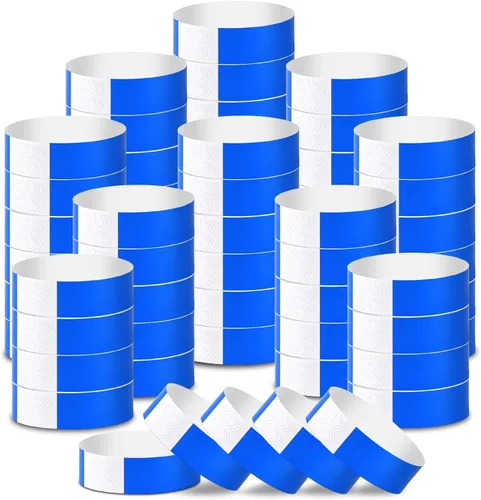 Vista 15 de 2000 pulseras de papel para eventos, impermeables, color negro neón, pulseras adhesivas de identificación de conciertos, bandas de mano para eventos