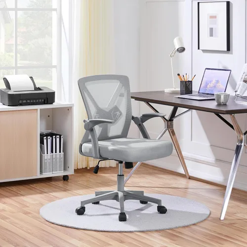 Vista 19 de Topeakmart Silla de escritorio de malla para computadora con ruedas, ergonómica, altura ajustable, brazos abatibles giratorios y soporte lumbar